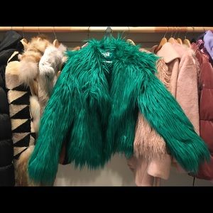 Milly Green Faux Fur Jacket